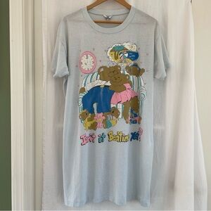 Bold Spirit Vintage Teddy Bear Nightshirt, Single Stitch Sleep Shirt